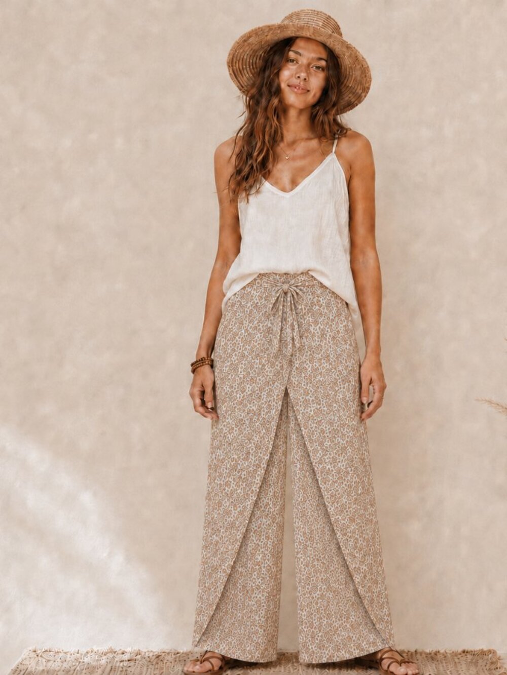 Denim & Supply Ralph Lauren Floral Cotton Summr Faux Wrap Tie Pull-On Pants Sz L